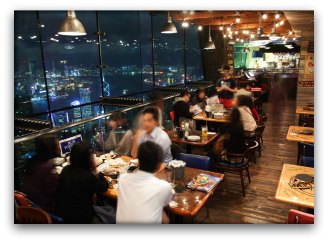 Harbour views from Bubba Gump Shrimp Co at Victoria Peak