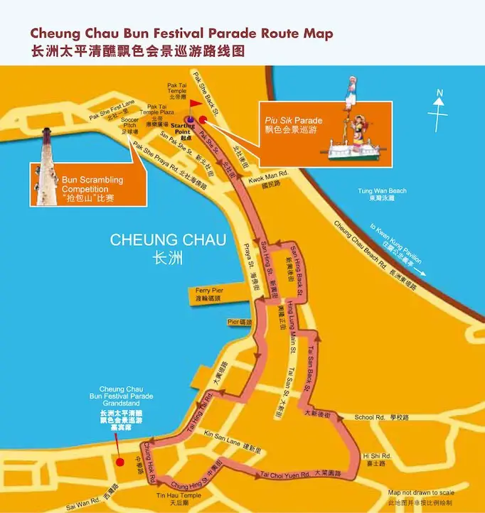 Cheung Chau Bun Festival Parade Map