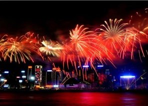 Hong Kong Chinese New Year Fireworks from Cruise Boat
