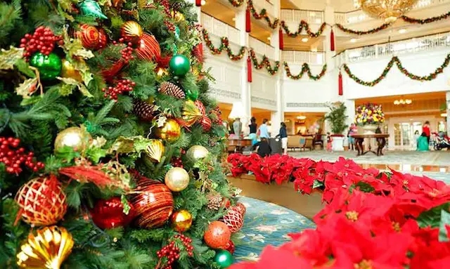 Gorgeous Christmas Tree and decorations at the Lobby of the Disneyland Hong Kong Hotel