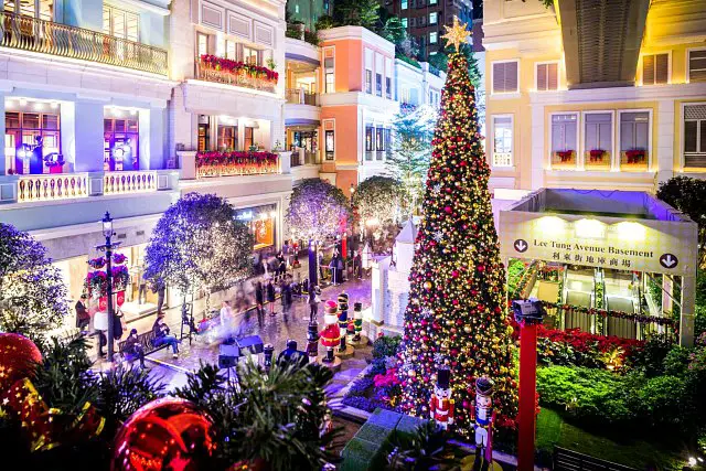 Christmas Lights and Decorations at Lee Tung Avenue in Hong Kong