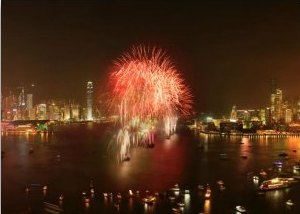 Hong Kong Chinese New Year Fireworks from Cruise Boat Hong Kong Chinese New Year Fireworks from Cruise Boat
