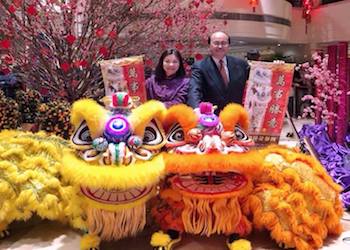 Lobby at the Sheraton with Chinese New Year decorations