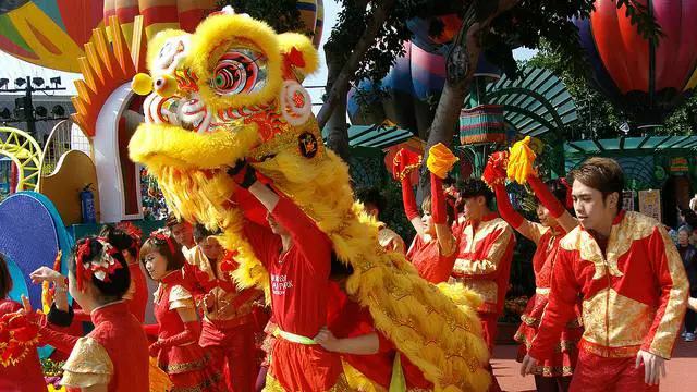 Chinese New Year Lion Dances at Ocean Park in Hong Kong