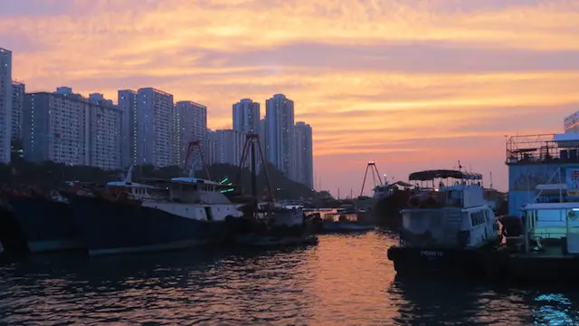 Sunset in Aberdeen Harbour