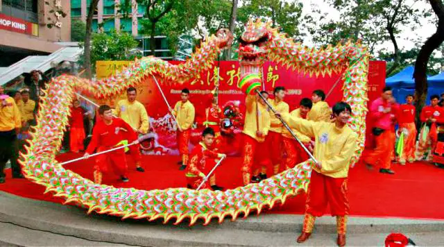 Chinese Dragon installation for Chinese New Year in Hong Kong