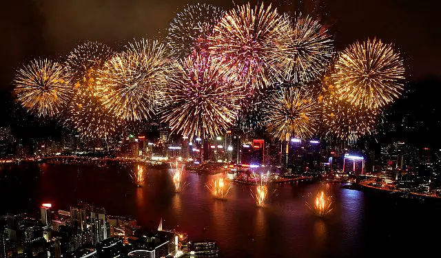 Fireworks over Victoria Harbour