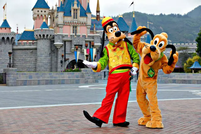 Goofy and Pluto at the Chinese New Year Disneyland Hong Kong Celebrations