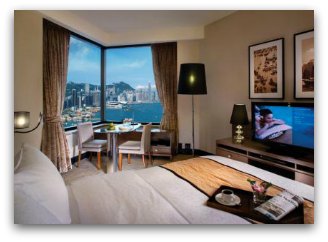 Harbour view room at Harbour Grand Hotel in Hong Kong Harbour view room at Harbour Grand Hotel in Hong Kong