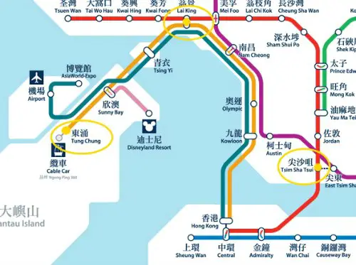 HK MTR Map: TST to Tung Chung