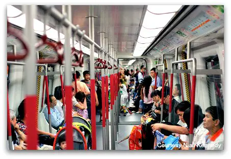 Inside of a Hong Kong MTR Train
