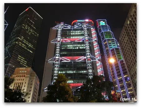 Hong Kong Bank Building at Night