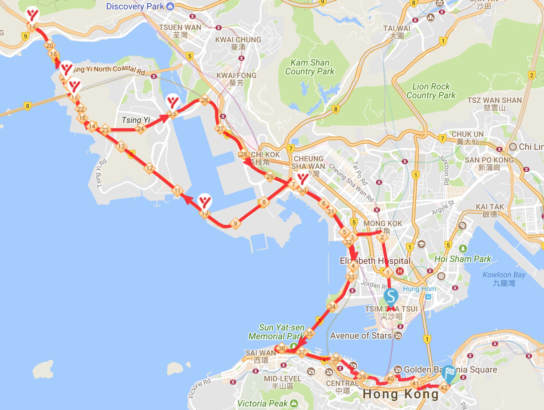 Hong Kong Marathon Route Map