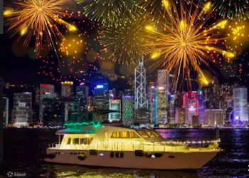 Hong Kong National Day Fireworks from Cruise Boat