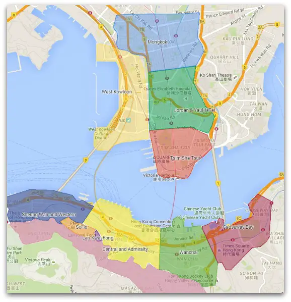 Hong Kong Neighborhoods Map