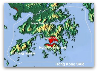 Map of Four Main Areas of Hong Kong