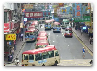 Traffic Gridlock, minibuses in HK