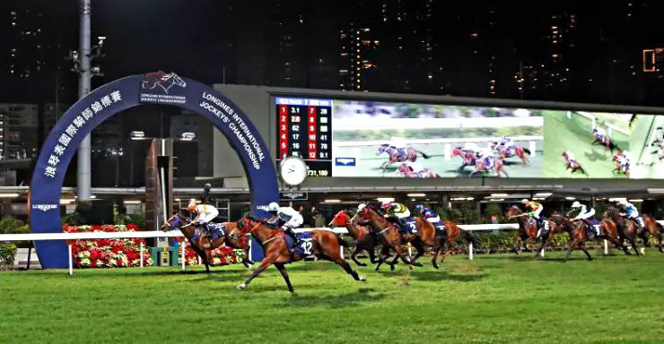 Night Horse Racing at Happy Valley Racecourse