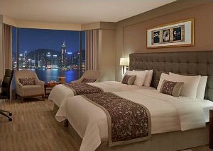 Harbour view room at Kowloon Shangri-La Hotel in Hong Kong