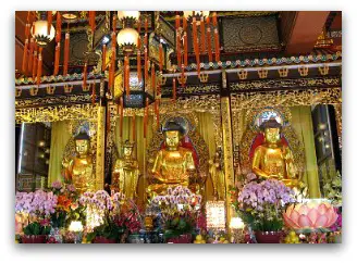 Three Buddhas at the Po Lin Monastery
