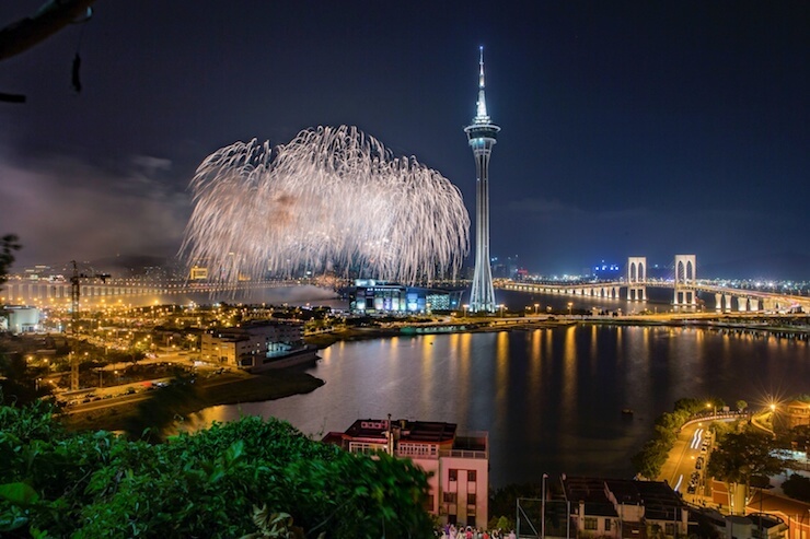 Macau International Fireworks Contest views from Nam Van Lake