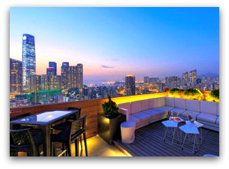 The roof-top lounge at the Madera Hotel