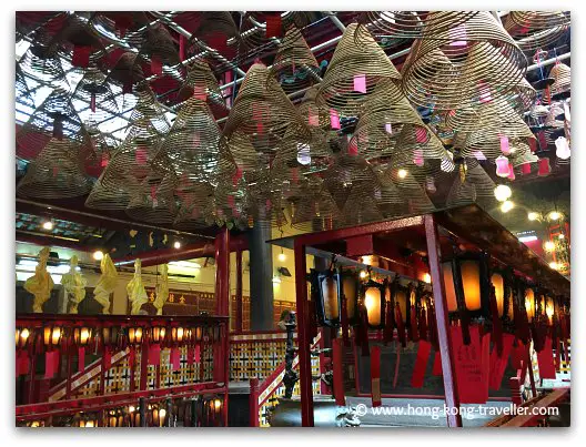 Man Mo Temple Incense Coils hang from roof