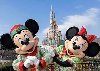 Mickey and Minnie wearing their best reds at Chinese New Year