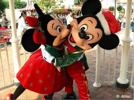 Mickey and Minnie at the Character Greetings in HK Disney at Christmas Time