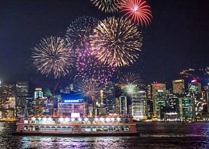 Hong Kong National Day Fireworks from Cruise Boat Hong Kong National Day Fireworks from Cruise Boat