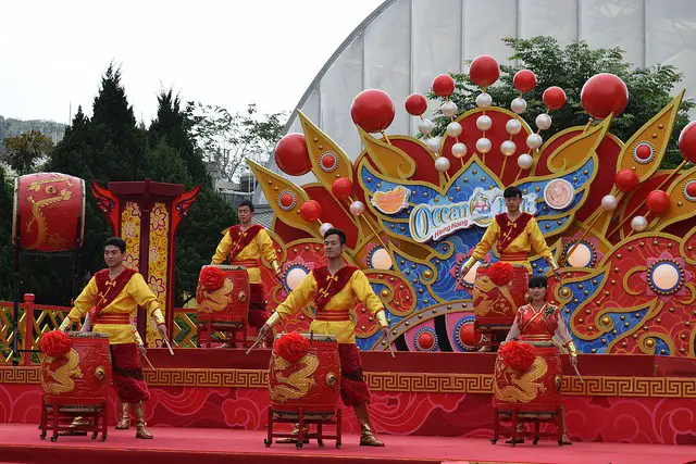 Drummers at Ocean Park for Chinese New Year