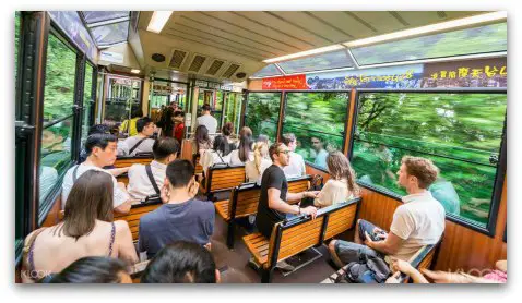 Interior of Vitoria Peak Tram and Riders