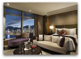 Harbour view suite at Ritz Carlton Hotel in Hong Kong Harbour view suite at Ritz Carlton Hotel in Hong Kong
