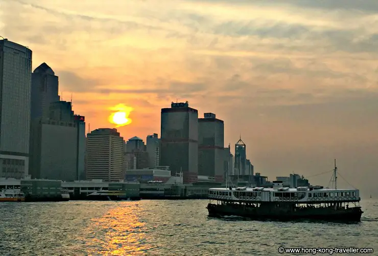 The Star Ferry Approaching Central Pier at Twilight