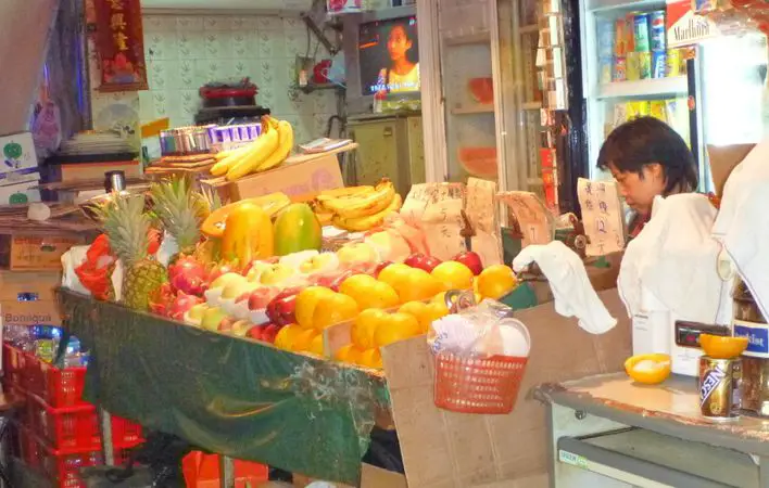 Temple Street Night Market Fruit Stalls Hong Kong