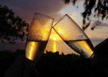 Romantic Sunset and Champagne