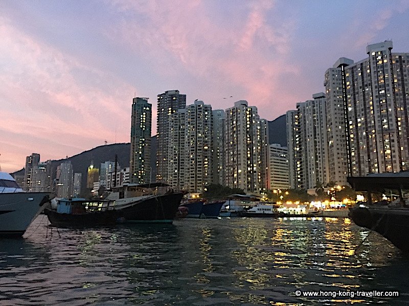 Aberdeen Village Harbour and background highrises