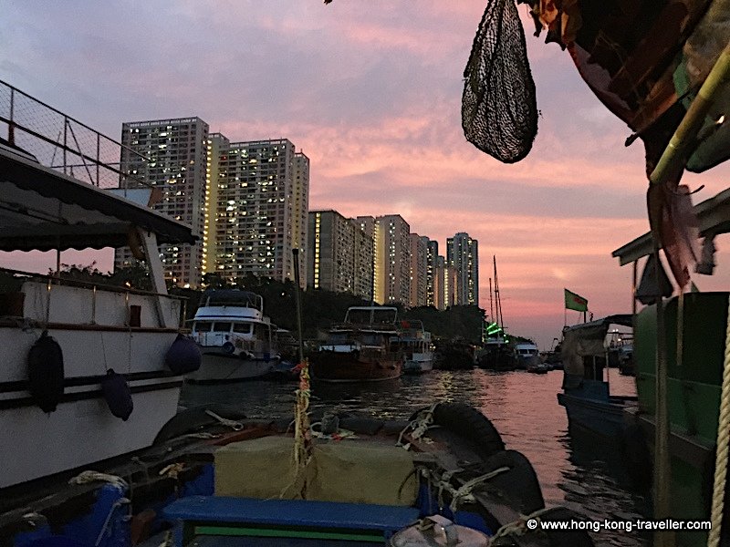 Aberdeen Village Harbour and background highrises